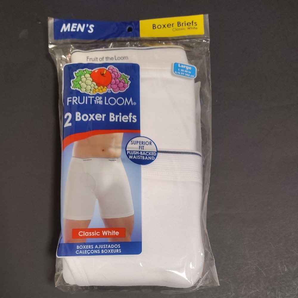 Vtg Fruit of the Loom Men's Classic White Boxer Briefs - 2 Pack Sz 38-40